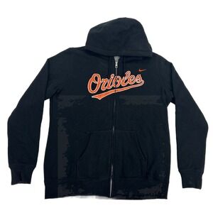 Baltimore Orioles Jacket Women's XXL 2XL Black Nike Full Zip Fleece Hooded‎ MLB